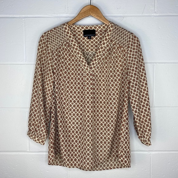 Cynthia Rowley Tops - Cynthia Rowley Geometric Blouse Cream Brown M